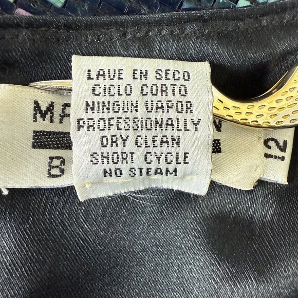 Mark & John by Gopal Vtg Sequin Silk Sheath Dress 12 Party Cocktail Iridescent - Picture 8 of 8